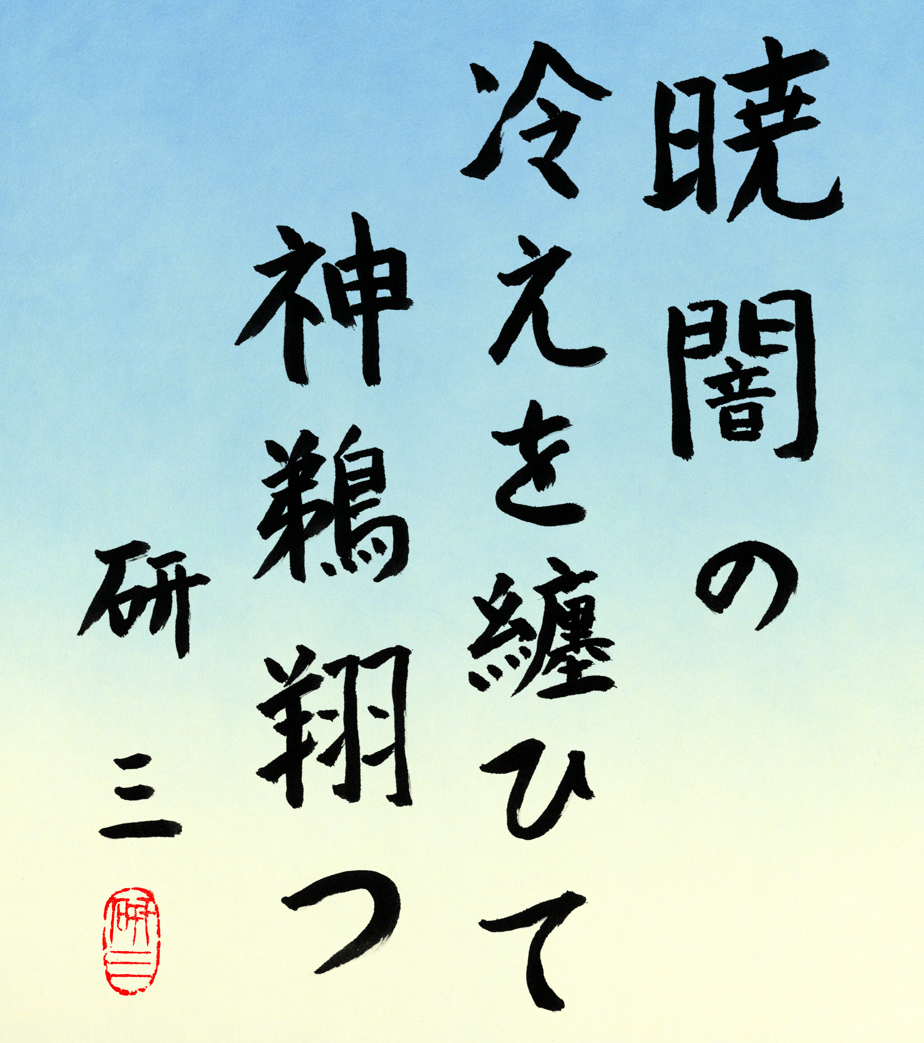 暁闇の冷えを纏ひて神鵜翔つ　能村研三